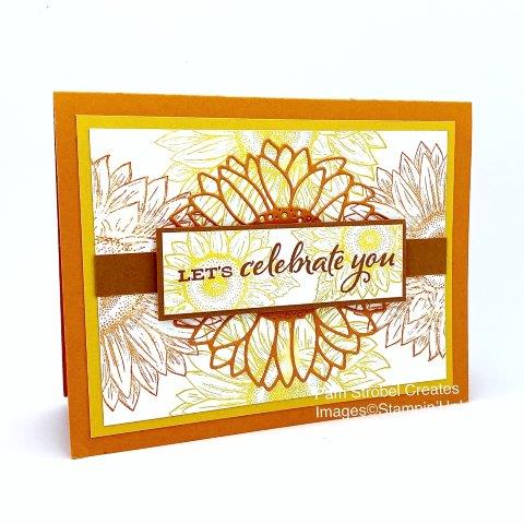 I'm loving Stampin'Up!'s Celebrate Sunflowers Bundle w/ stamp set and dies. Easy to create in any color combo ! I used Pumpkin Pie, Bumble Bee and 2020-2022 In Color,Cinnamon Cider.Enjoy more Sunflowers in my dedicated gallery here https://www.pamstrobelcreates.com/celebrate-sunflowers-stamp-set
