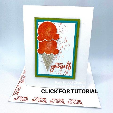 Enjoy making a quick and fun card . Choc, Strawberry or whatever you like. Create This double scooped Sweet Ice Cream cone using my Step By Step Tutorial, just click on the picture or go here https://www.pamstrobelcreates.com/sweet-ice-cream-stamp-set